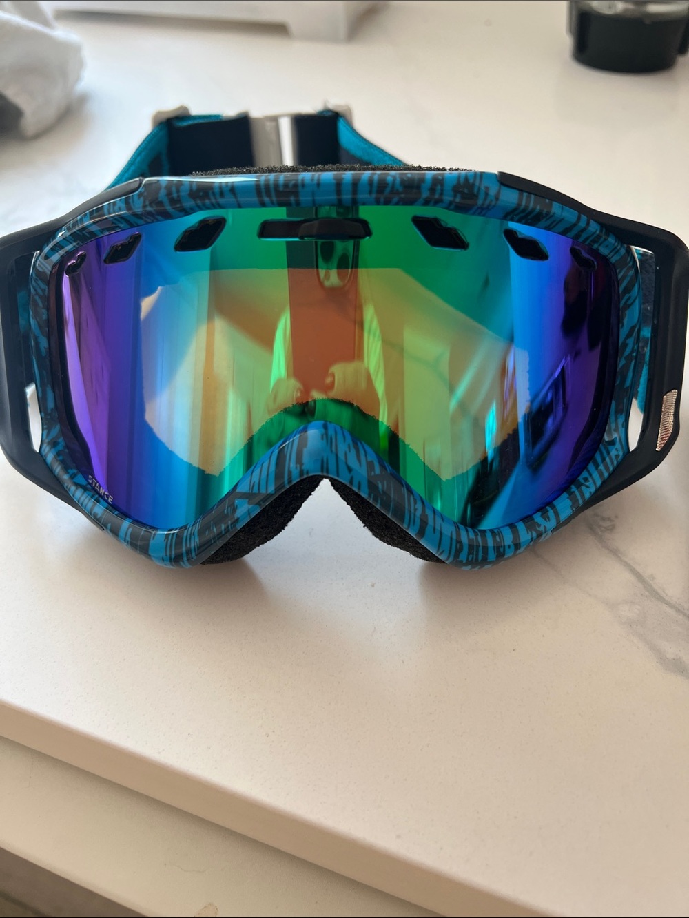 SMITH Kids Teal Blue Mirrored Ski Goggles/stance